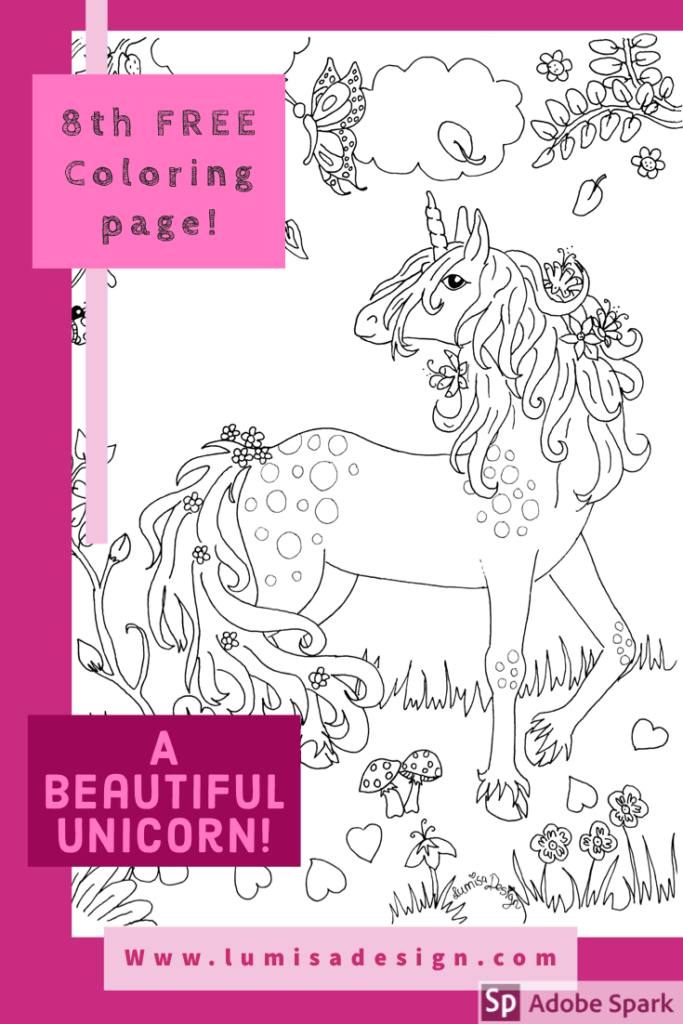 Free unicorn coloring page