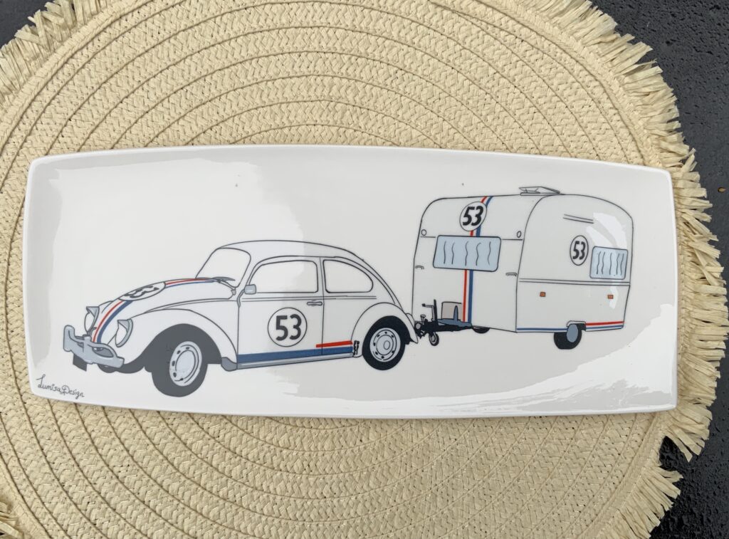 cakeschaal VW kever met caravan