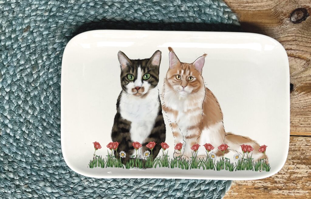 rechthoekig bord met katten
