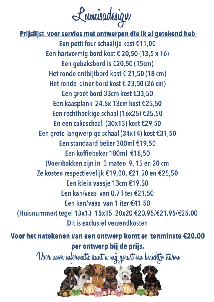 Prijslijst 2025 mei